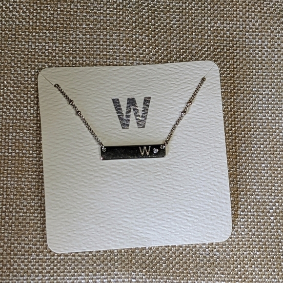 Francesca's W Initial Silver Bar Necklace NWT - Picture 3 of 3